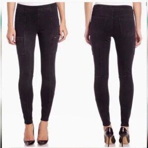 SPANX Cargo Jeggings Pants Zip Pockets Washed Black size M Utility Stretch